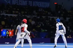 Võ sĩ Thu Huyền của Việt Nam tranh tài tại Uzbekistan vừa qua. Ảnh: WTF