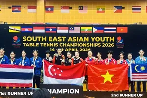 Bóng bàn trẻ Việt Nam giành tấm HCĐ nội dung đồng đội nữ U19 tại giải đấu. Ảnh: SEATABLETENNIS