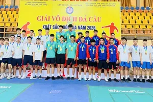 Cầu thủ đá cầu TPHCM giành tấm HCV nội dung đồng đội đội tuyển nam tại giải năm nay. Ảnh: MINH MINH