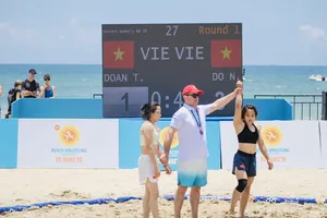Tuyển thủ Việt Nam đã thi đấu xuất sắc tại giải vật bãi biển thế giới 2026 ở Đà Nẵng. Ảnh: Liên đoàn vật Việt Nam