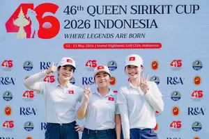 Lê Chúc An và đội tuyển golf nữ Việt Nam đã hoàn thành chương trình thi đấu tại giải. Ảnh: VGA