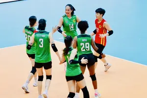 Đội chủ nhà VTV Bình Điền Long An sẽ thi đấu trận quyết định trước Binh chủng Thông tin trong ngày 17-5. Ảnh: DŨNG PHƯƠNG