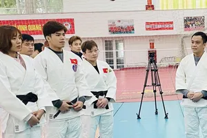 Võ sĩ judo Việt Nam tập trung hướng tới giành kết quả tốt tại giải Đông Nam Á 2026 tổ chức ở Bắc Ninh. Ảnh: MINH CHIẾN