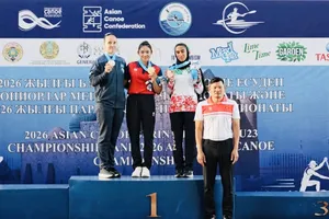 Diệp Thị Hương đang thi đấu xuất sắc tại giải vô địch trẻ châu Á 2026. Ảnh: ACC