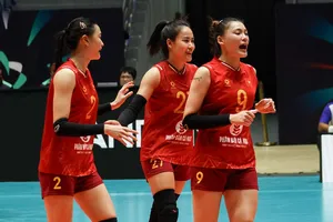 Đội tuyển bóng chuyền nữ Việt Nam đã có chiến thắng vất vả trước đối thủ Indonesia. Ảnh: AVC