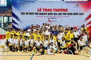 Võ sĩ karate trẻ TPHCM đã nỗ lực thi đấu tại giải năm nay. Ảnh: KARATE TPHCM