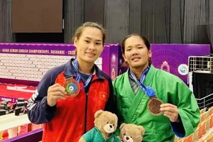Võ sĩ kurash Việt Nam đã tham dự giải vô địch châu Á 2026 ở Tajikistan. Ảnh: TUẤN HỌC