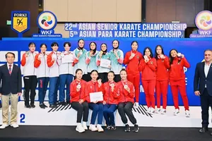 Đội kumite nữ của karate Việt Nam có suất dự World Cup đồng đội 2026. Ảnh: AKF