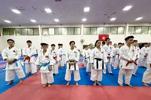 Võ sĩ karate Việt Nam tích cực chuẩn bị hướng tới thi đấu giải vô địch Đông Nam Á 2026 trên sân nhà. Ảnh: MINH CHIẾN