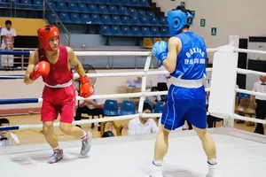 Các võ sĩ đã thi đấu quyết liệt tại giải vô địch boxing trẻ quốc gia 2026 ở Ninh Bình. Ảnh: VBF