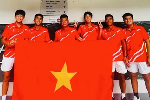 Đội quần vợt nam Việt Nam đã thi đấu hoàn thành nhiệm vụ trụ hạng tại Davis Cup 2026. Ảnh: VTF