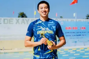 Kình ngư Nguyễn Thành Lộc tiếp tục giữ phong độ tốt giành HCV cho đội lặn TPHCM. Ảnh: FINSWIMMINGHCM