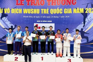 Võ sĩ wushu trẻ TPHCM giành HCV tại giải năm nay. Ảnh: MINH CHIẾN