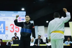 Võ sĩ Nguyễn Tấn Sang của đội tuyển pencak silat Việt Nam. Ảnh: DŨNG PHƯƠNG