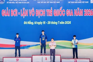 VĐV bơi trẻ TPHCM đang thi đấu nổi bật tại giải năm nay. Ảnh: HCMSWIMMING