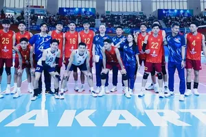 Đội tuyển bóng chuyền nam Việt Nam đã chơi xuất sắc tại chặng thứ 2 giải SEA V.Cup 2026. Ảnh: SAVA