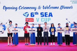 Các đội bóng đã được chủ nhà chào mừng tới Việt Nam tham dự chặng thứ nhất giải SEA V.Cup 2026. Ảnh: VFV