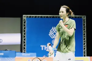 Tay vợt Vũ Thị Trang đã vào tứ kết đơn nữ giải đấu tại Hàn Quốc. Ảnh: DŨNG PHƯƠNG