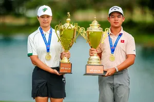 Nguyễn Trọng Hoàng và Park Ha Na có ngôi vô địch trẻ quốc gia 2026. Ảnh: VGA