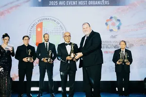 Đại diện Liên đoàn bóng chuyền Việt Nam tại AVC Gala. Ảnh: AVC