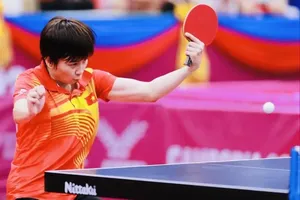 Tay vợt Nguyễn Khoa Diệu Khánh của bóng bàn TPHCM và đội tuyển bóng bàn Việt Nam (Ảnh: DŨNG PHƯƠNG)