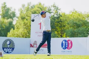 Golf thủ Hồ Anh Huy của đội tuyển golf Việt Nam tại giải đấu lần này. Ảnh: VGA