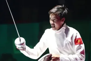Nguyễn Tiến Nhật vẫn là kiếm thủ có nhiều kinh nghiệm nhất nội dung kiếm ba cạnh nam. Ảnh: DŨNG PHƯƠNG