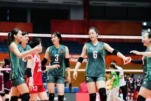 Đội tuyển bóng chuyền nữ Việt Nam đã có chiến thắng đầu tiên tại ASIAD 20. Ảnh: VFV