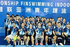 Đội lặn trẻ Việt Nam hoàn thành nhiệm vụ tại Giải vô địch trẻ châu Á 2026. Ảnh: MINH MINH