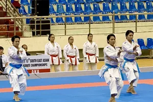 Đội kata nữ của karate Việt Nam sẽ thi đấu ngày 22-9 để tìm cơ hội tranh huy chương tại ASIAD 20. Ảnh: MINH CHIẾN