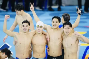 Đội tiếp sức 4x200m tự do nam của bơi Việt Nam đã giành hạng 4 đầy cố gắng ở ASIAD 20. Ảnh: DŨNG PHƯƠNG