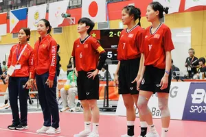 Đội cầu mây nữ Việt Nam đã vào chung kết nội dung đôi nữ tại ASIAD 20. Ảnh: LƯỢNG LƯỢNG