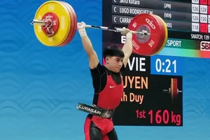 Nguyễn Thành Duy đang tham dự Giải vô địch thế giới 2026 ở Trung Quốc. Ảnh: IWF