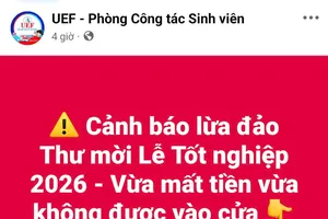 Ảnh chụp màn hình Fanpage của Phòng Công tác sinh viên UEF (15h, ngày 19/8/2026). NHƯ Ý