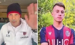 Ảnh cắt từ video HLV Mihajlovic gửi đến Davide Ferrerio