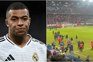 Mbappe bị chỉ trích dữ dội trong ngày SM Caen xuống hạng. Ảnh: Getty Images & X