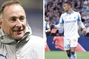 Greenwood trở thành cầu thủ Marseille đầu tiên lập poker ở Ligue 1 kể từ sau danh thủ Jean-Pierre Papin. Ảnh: Getty Images