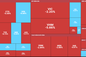 VN-Index loses 45 pts as investors dump banking, real estate, securities stocks