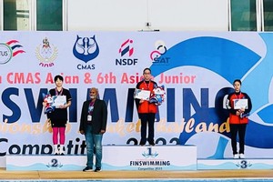 Vietnam wins three golds on Day 1 of CMAS Asian Finswimming Championships 2023