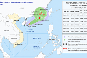 Storm Saudel reforms over northern East Sea after striking China