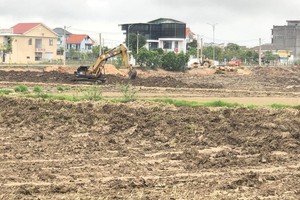 Rice fields in Huong Thuy Town of Thua Thien – Hue Province are being mechanically leveled for sale. (Photo: SGGP)