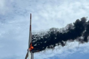 A fire happened with a wind turbine installed on the wind turbine field of Wind Power Plant No.1, sited in Tuy Phong District