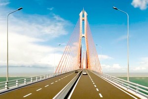 Perspective of the cross section and pillars of Dai Ngai bridge