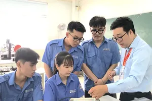 Students of Cao Thang Technical College in their workshop lesson