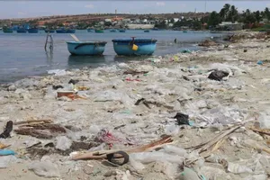 The beach of Mui Ne Ward is scattered with solid waste