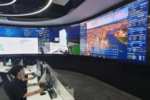 The Intelligent Operation Center system located at Becamex Binh Duong contributes to monitoring local urban issues