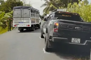 The scene of the traffic accident – the reported case of “failing to pursue criminal liability of a guilty person” in formerly Tra On District of Vinh Long Province (Photo: provided by the police) 