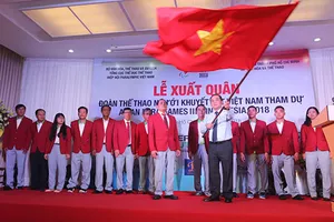 Quang cảnh lễ của đoàn thể thao khuyết tật Việt Nam. Ảnh: Dũng Phương