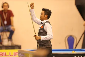 Nguyễn Trần Thanh Tự xuất sắc đánh bại tay cơ xếp hạng 2 thế giới Frederic Caudron. Ảnh: Dũng Phương 