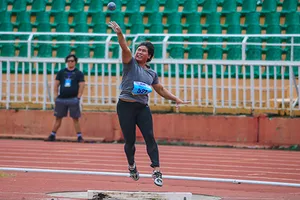 VĐV Ka Hoa (Ninh Thuận) phá kỷ lục quốc gia Việt Nam môn ném tạ. Ảnh: Dũng Phương